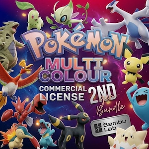 101 Pokemon Johto multicolor STL bundle cover, Generation 2, commercial license, Bambu Lab AMS