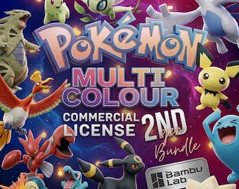 STL-Set 101 Pokémon uit Johto | Multicolor 3MF met Commerciële Licentie | Bambu Lab AMS + Prusa MMU | Gen 2