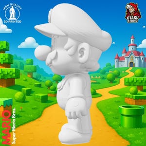 Mario STL 3D printed figure, alternate angle