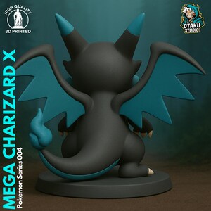 Mega Charizard X Pokemon STL 3D printed figure, side view