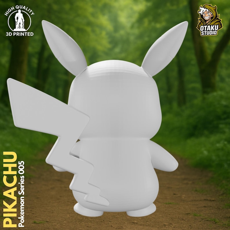 Pikachu Pokemon STL 3D printed figure, close-up detail
