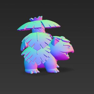 Mega Venusaur Chibi STL 3D printed figure, back view