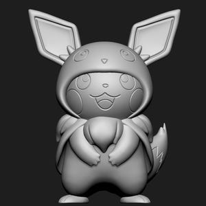 Eevee Pikachu Cosplay STL 3D printed figure, alternate angle