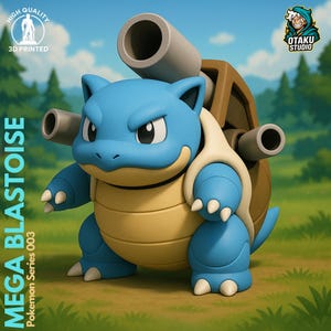 Mega Blastoise STL | Modelo 3D Pokémon | Figura Imprimible 3D | FDM y Resina | Descarga Instantánea
