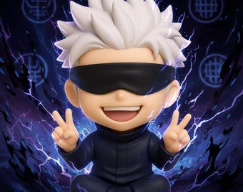 Satoru Gojo Chibi Seated Pose STL | Jujutsu Kaisen 3D Printable Figure | FDM & Resin | Anime Collectible