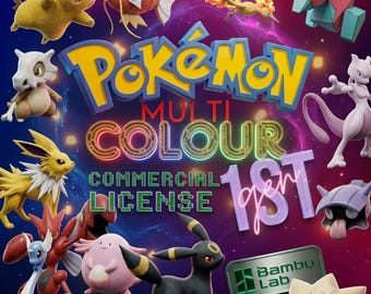 STL-Set 149 Pokémon uit Kanto | Multicolor 3MF met Commerciële Licentie | Bambu Lab AMS + Prusa MMU | Gen 1