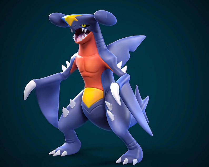 Mega Garchomp Pokemon STL figure, 3D printable model