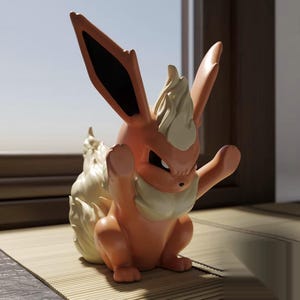 Flareon STL window cling figure, 3D printed Pokemon peeking window decoration