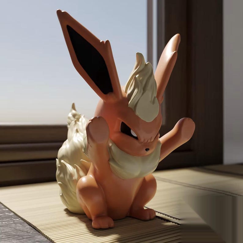 Flareon STL window cling figure, 3D printed Pokemon peeking window decoration