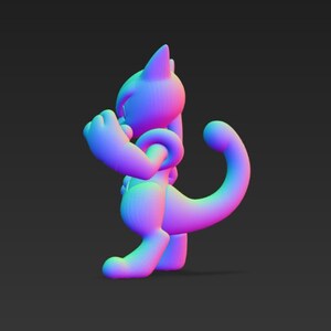 Mega Mewtwo X Chibi STL 3D printed figure, alternate angle