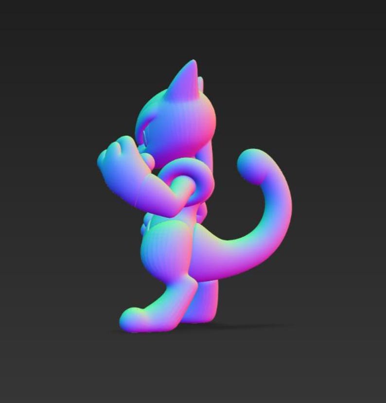 Mega Mewtwo X Chibi STL 3D printed figure, alternate angle