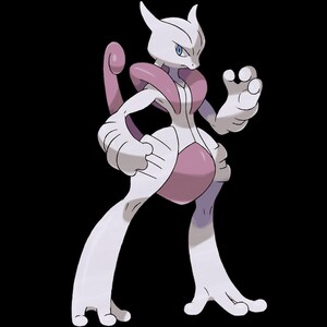 Mega Mewtwo X Pokemon official artwork, included in the 36 Mega Evolution STL bundle