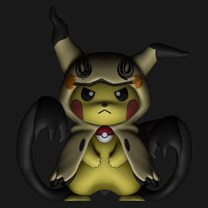 Mimikyu Pikachu Cosplay STL 3D printed figure, side view