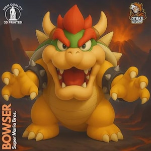 Bowser STL 3D printed figure, front view