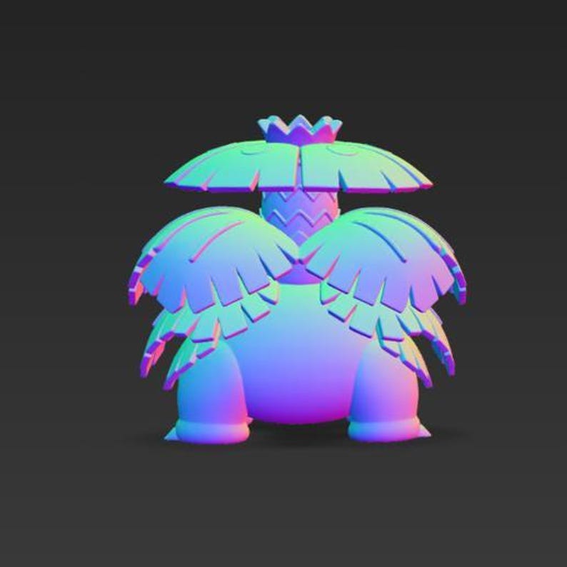 Mega Venusaur Chibi STL 3D printed figure, close-up detail