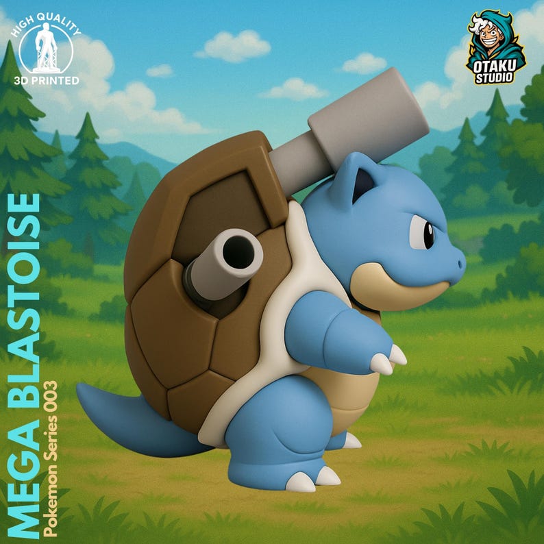 Mega Blastoise STL 3D printed figure, back view