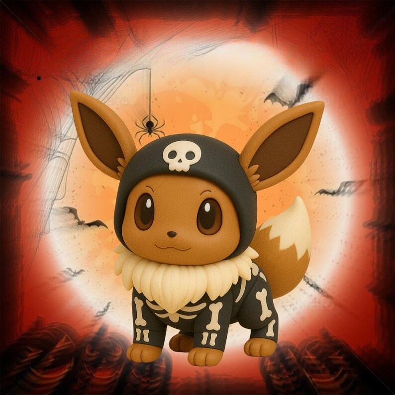 Eevee Skeleton Halloween Pokemon STL 3D printable model