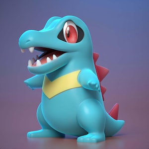 Totodile Pokemon STL figure, 3D printable model