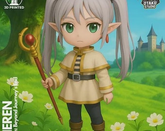 Frieren STL | Chibi Frieren Beyond Journey's End | 3D Printable Anime Figure | FDM & Resin | Download