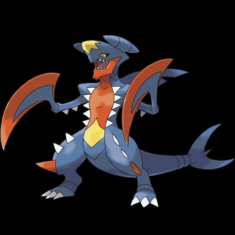 Mega Garchomp Pokemon official artwork, included in the 36 Mega Evolution STL bundle
