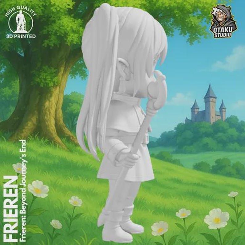 Frieren Chibi STL 3D printed figure, alternate angle