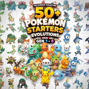 72 Pokemon Starters STL Bundle | Gen 1-8 Complete Evolution Lines | Commercial License | FDM Resin | Instant Download