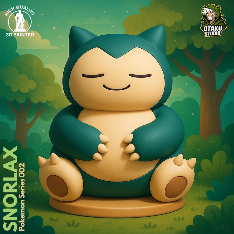 Snorlax Pokemon STL 3D printed figure, front view