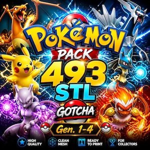 Pacchetto di 493 file STL di Pokémon per la stampa 3D | Mega Pack da Kanto a Sinnoh, generazioni 1-4 | Miniature FDM e in resina | Download immediato