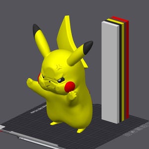 Pikachu STL colour-matched filament parts preview for multicolour 3D printing