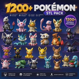 1200+ Pokemon STL Bundle | Organized Complete Collection | Commercial License | FDM Resin AMS Multicolor | Instant Download