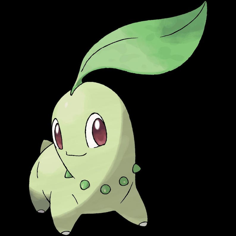 Chikorita Pokemon STL figure, 3D printable starter model