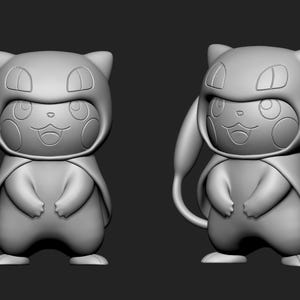 Mew Pikachu Cosplay STL 3D printed figure, alternate angle