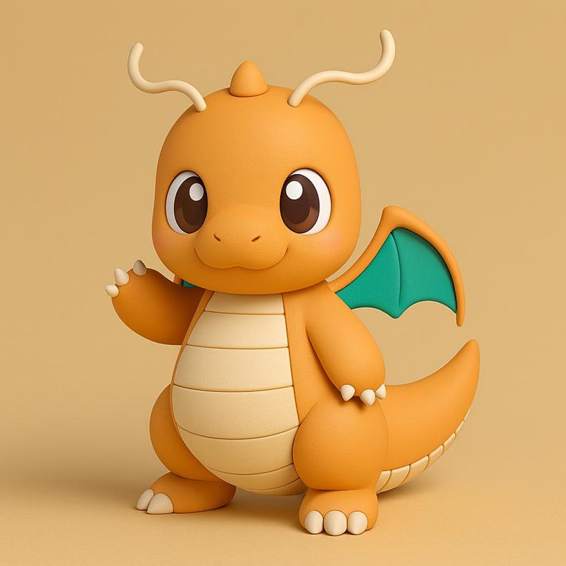 Dragonite Chibi Pokemon STL 3D printable model