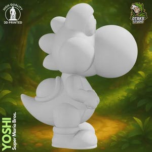Yoshi Super Mario raw 3D print, side view, ready to paint