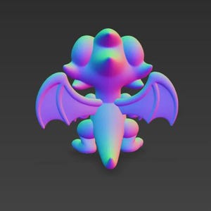 Red-Eyes Black Dragon Chibi STL 3D printed figure, back view
