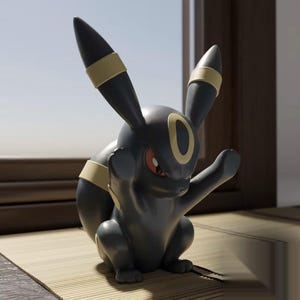 Umbreon STL window cling figure, 3D printed Pokemon peeking window decoration