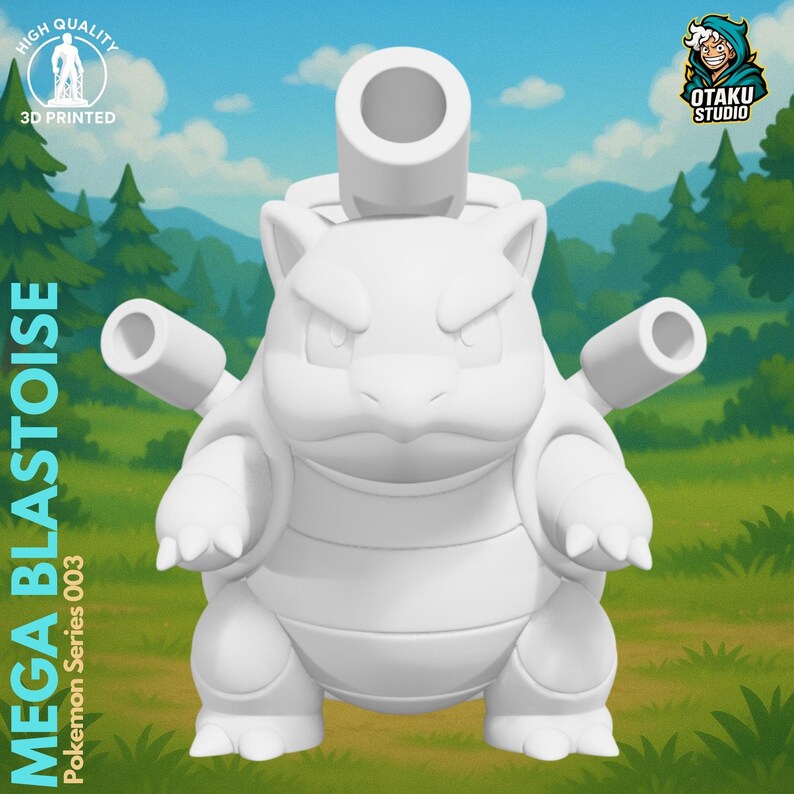 Mega Blastoise STL 3D printed figure, alternate angle