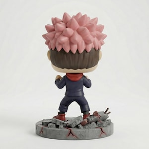 Yuji Itadori Funko Pop style STL 3D printed figure, alternate angle