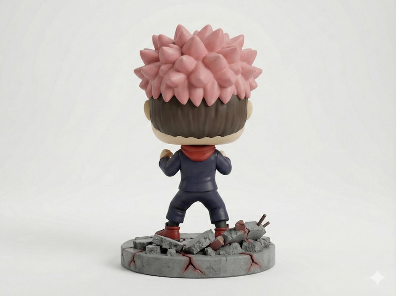 Yuji Itadori Funko Pop style STL 3D printed figure, alternate angle