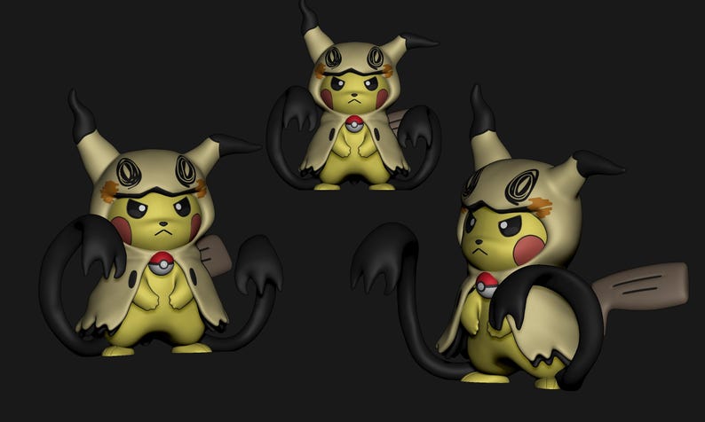 Mimikyu Pikachu Cosplay STL 3D printed figure, back view
