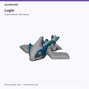 Lugia actual included 3D model rendered in colour. Colours recovered from its supplied 3MF project.