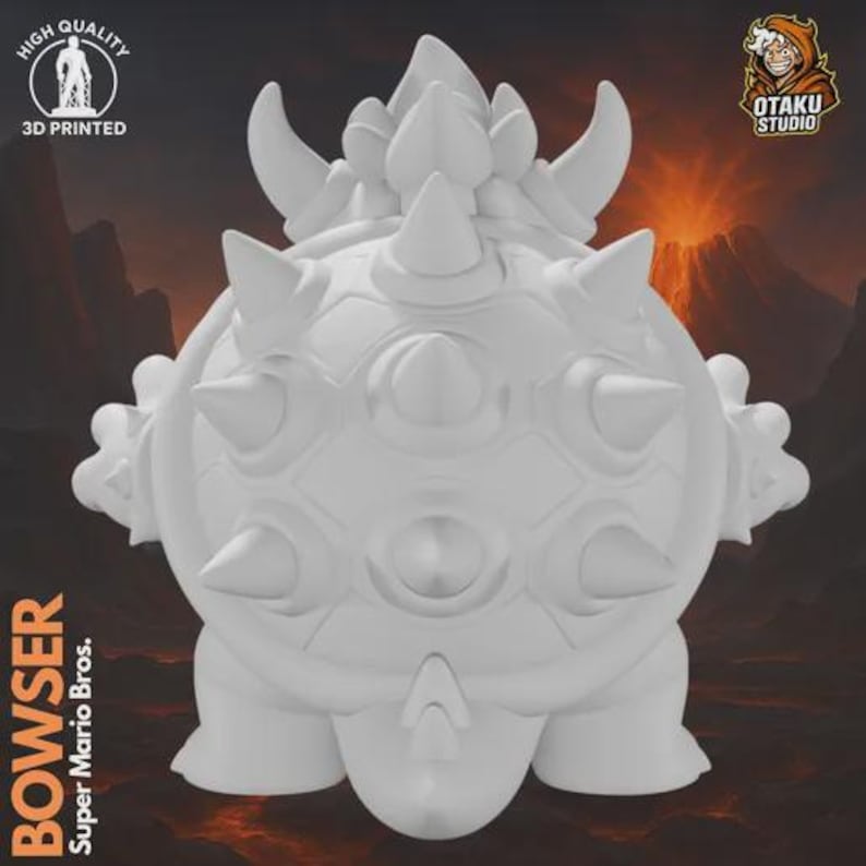 Bowser STL 3D printed figure, close-up detail