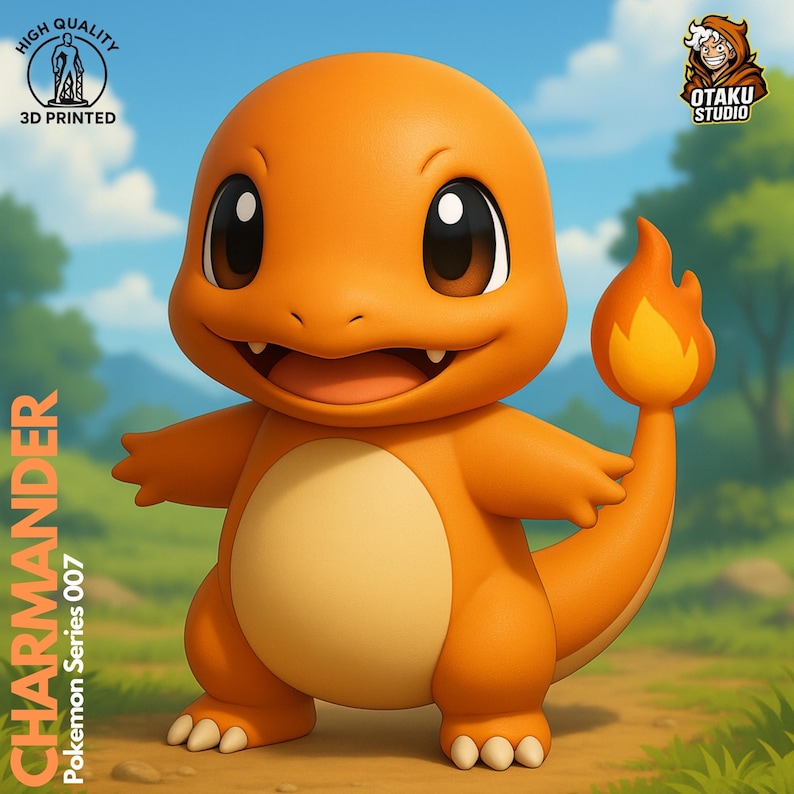 Charmander STL 3D printed figure, front view