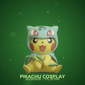 Bulbasaur Pikachu Cosplay STL 3D printed figure, front view
