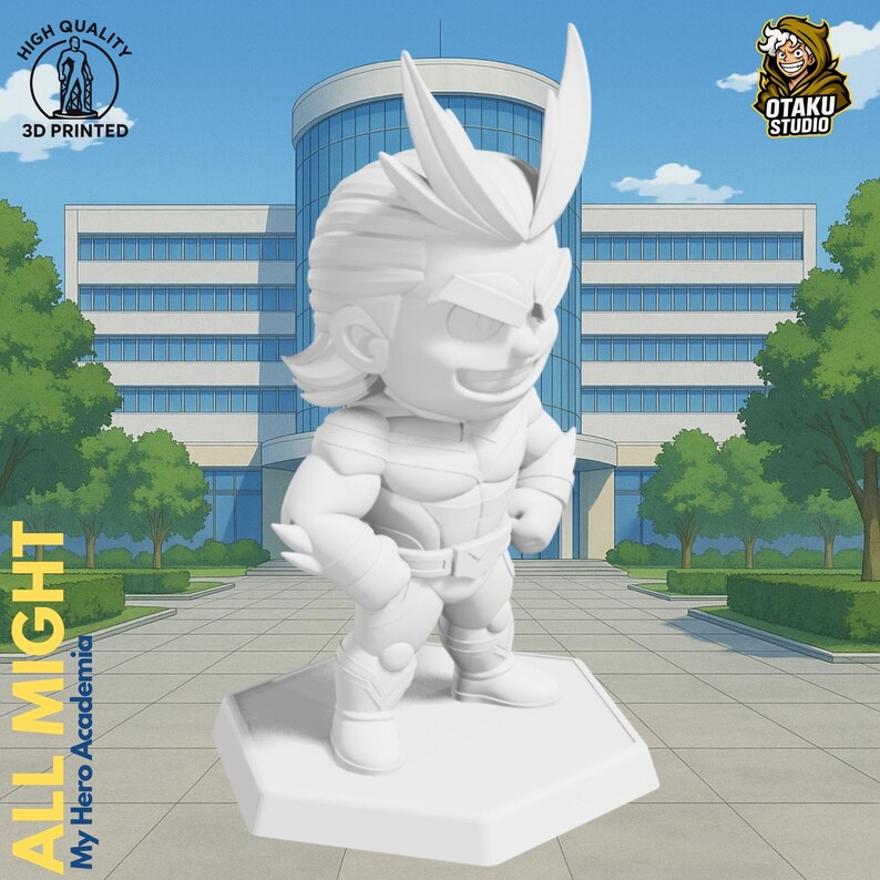 All Might STL 3D printed figure, slicer preview