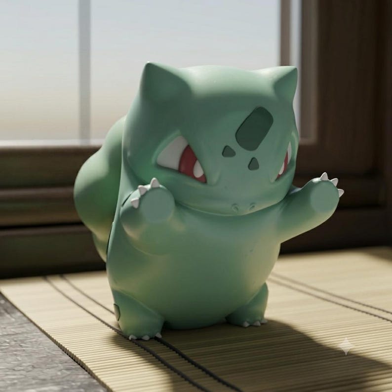Bulbasaur STL window cling figure, 3D printed Pokemon peeking window decoration