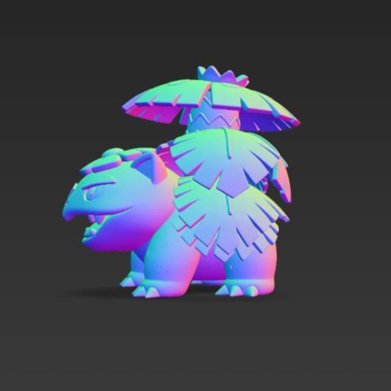 Mega Venusaur Chibi STL 3D printed figure, alternate angle
