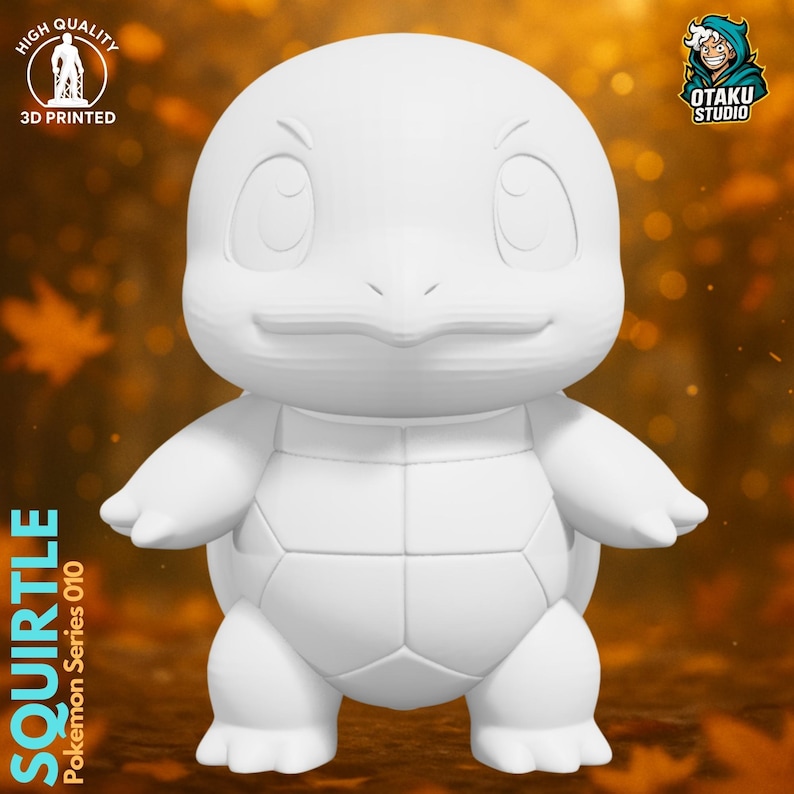 Squirtle STL 3D printed figure, back view