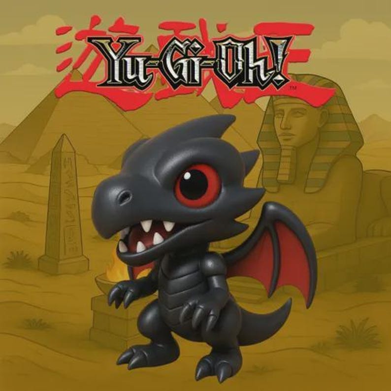 Red-Eyes Black Dragon Chibi STL 3D printed figure, front view