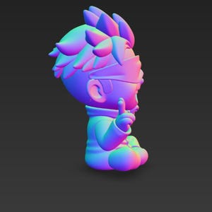 Satoru Gojo Chibi Seated Pokemon STL 3D printed figure, back view